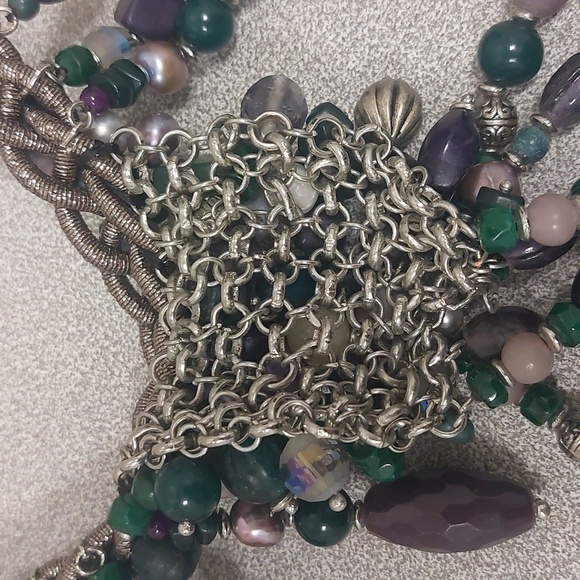 Chico's Multicolor Chunky Beaded Statement Bib DrapeNecklace - Picture 11 of 17